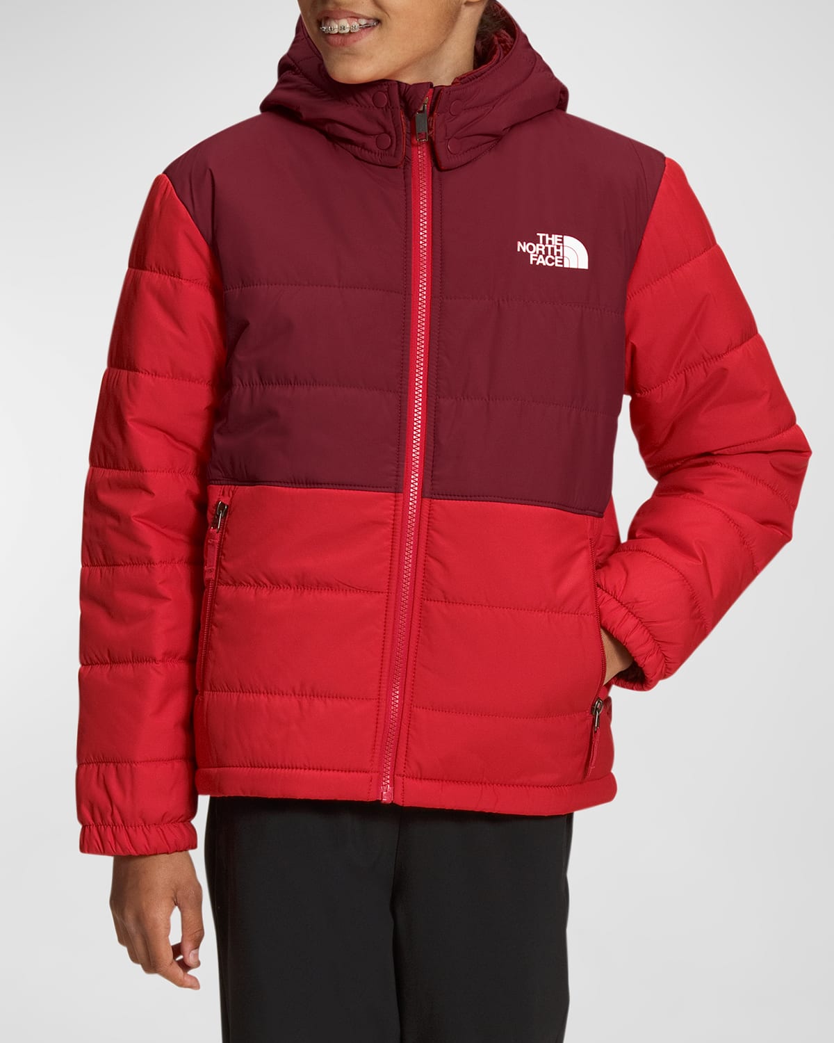 The North Face Boy's Mount Chimbo Fleece Reversible Hooded Jacket, Size ...