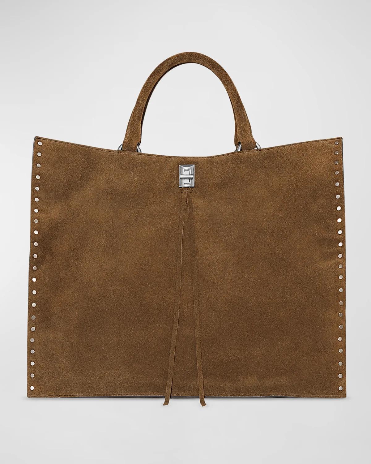 Sac à Main Tote En Simili Daim Pour Femme - Grande Capacité, Style Rétro - Sac Bandoulière Pour Travail, Voyage, Shopping (Marron)