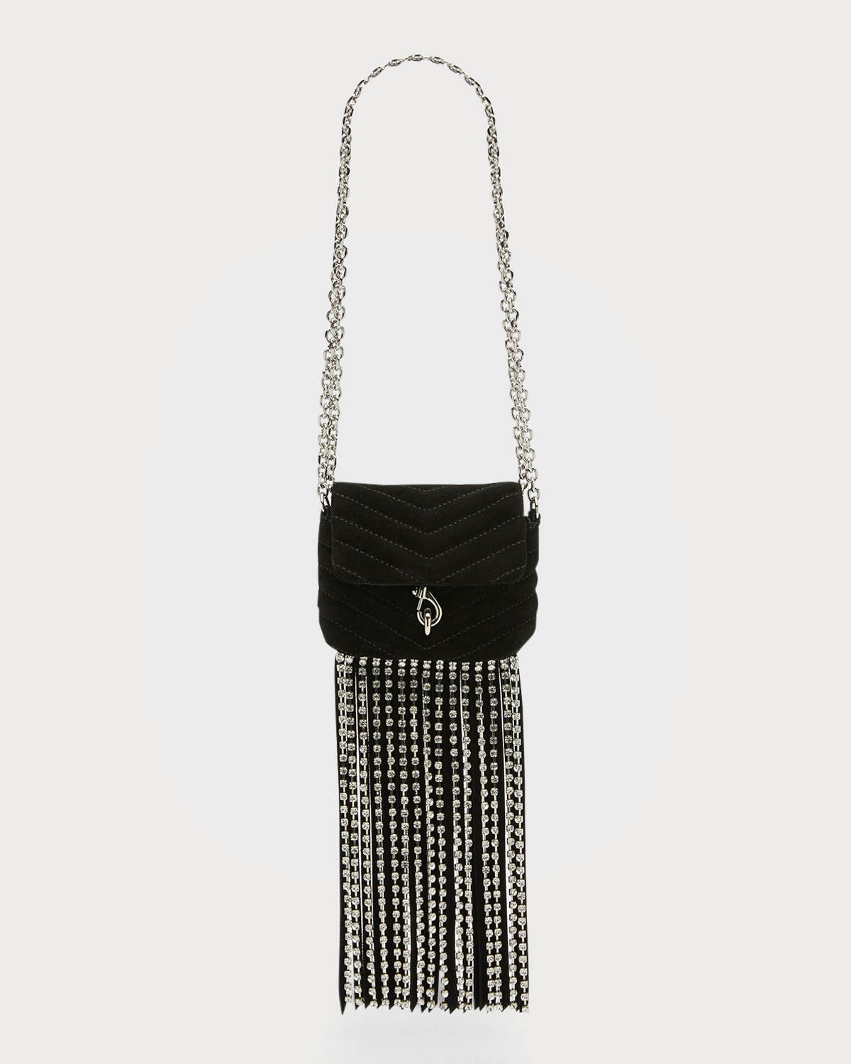 Rebecca Minkoff Mini Crystal Fringe Suede Croissant Shoulder Bag