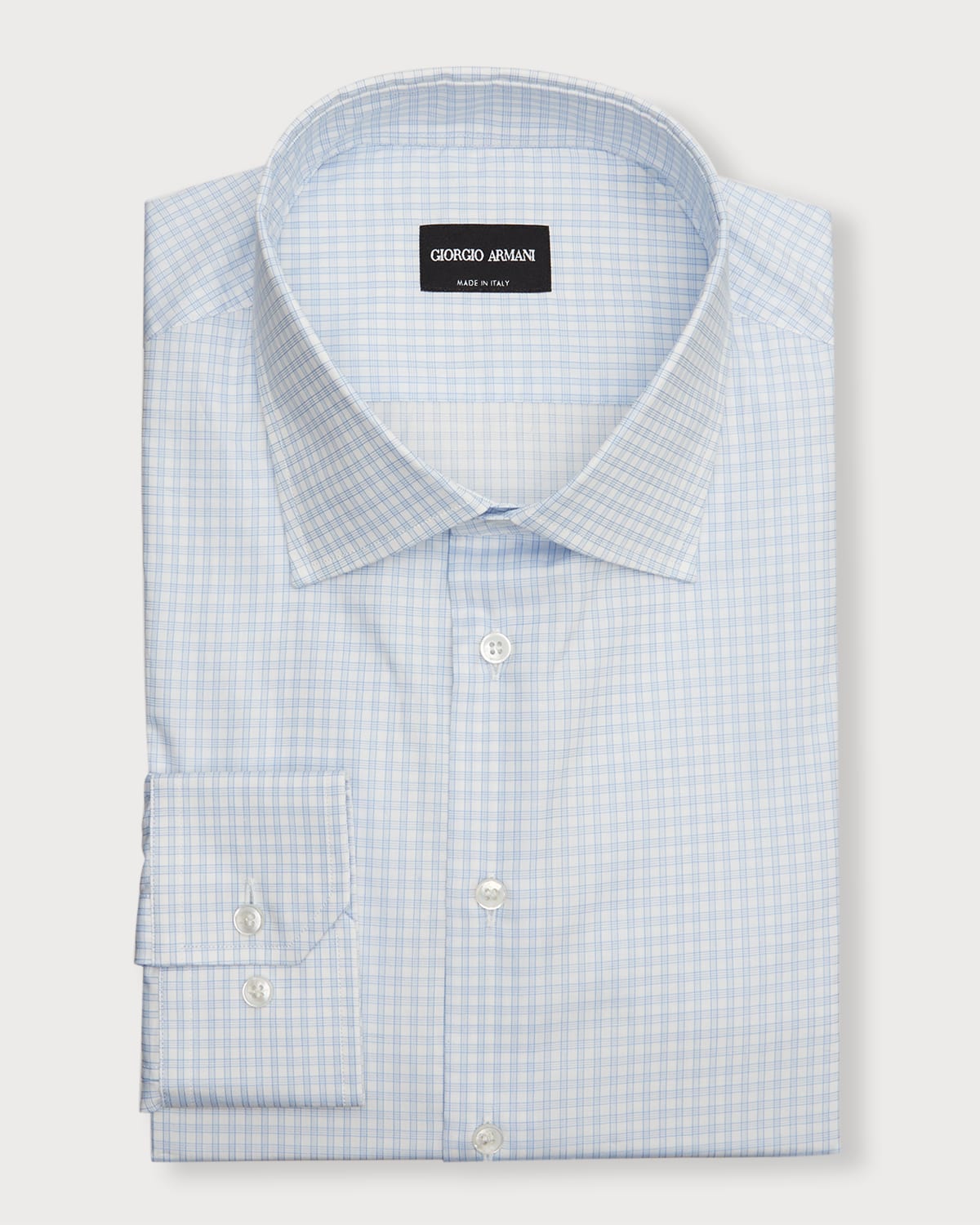 Giorgio Armani Men's Point Collar Cotton Dress Shirt | Neiman Marcus