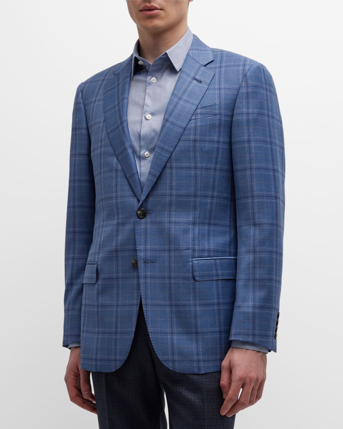Emporio Armani Men's Plaid Wool Sport Coat | Neiman Marcus
