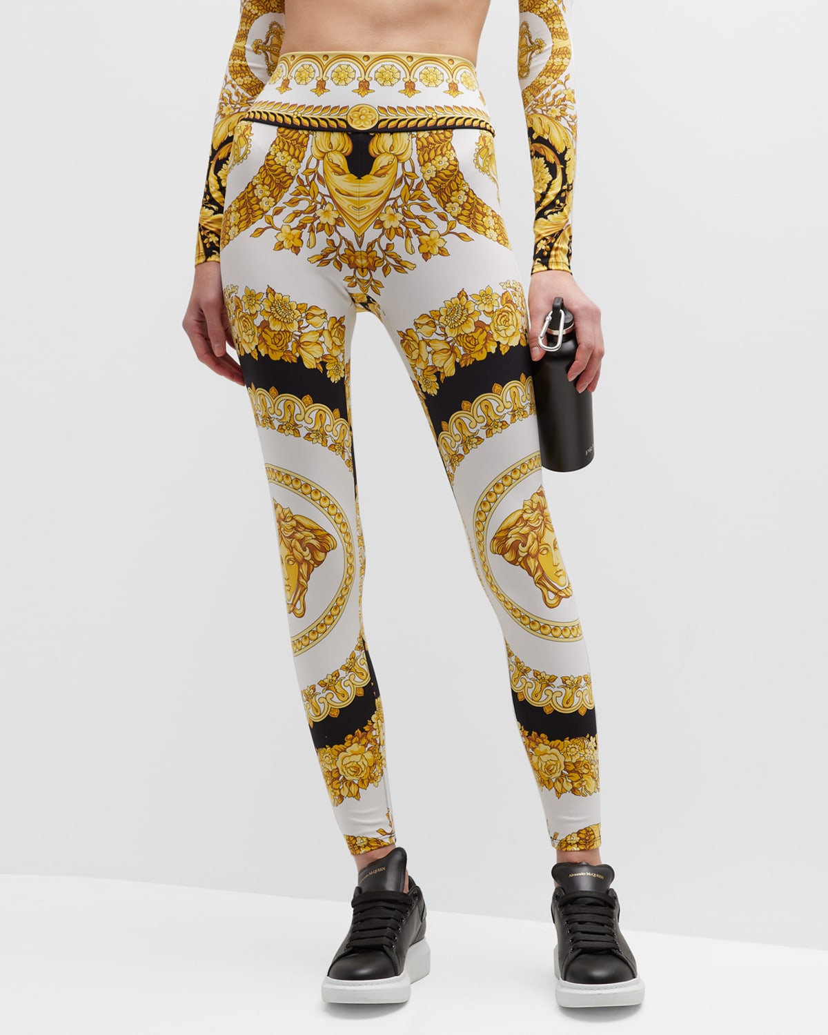 Versace Iconic Greca High-Rise Active Leggings | Neiman Marcus