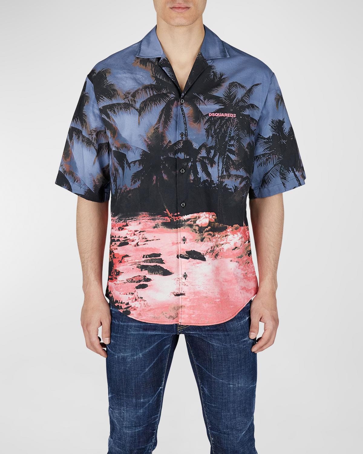 All-Over Daisy Print Bowling Shirt