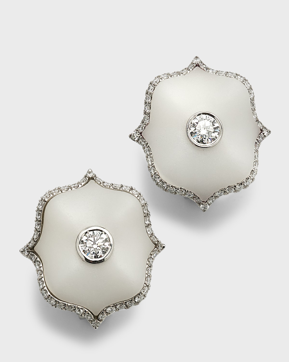 Bayco Platinum, Black Ceramic and Round F/VVS1VS Diamond Mini Lotus Earrings Neiman Marcus