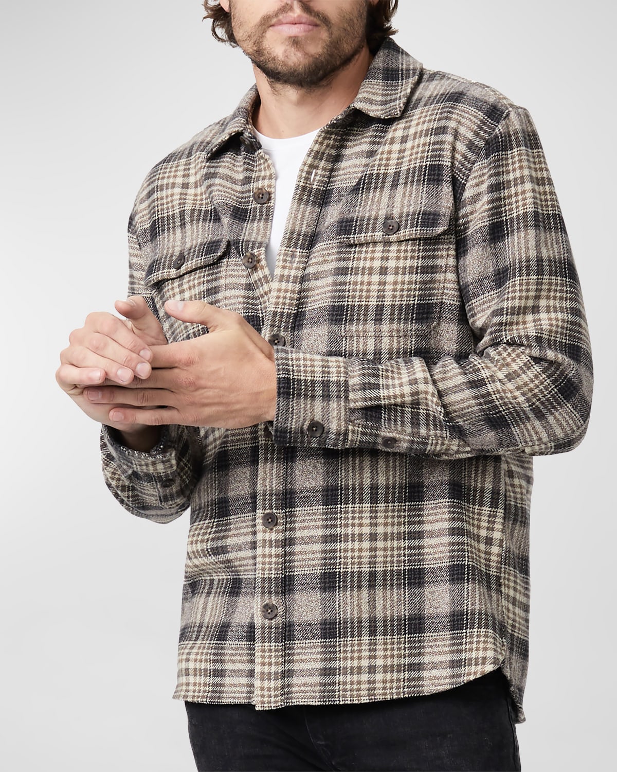 Amiri Men's Plaid Flannel Overshirt Neiman Marcus