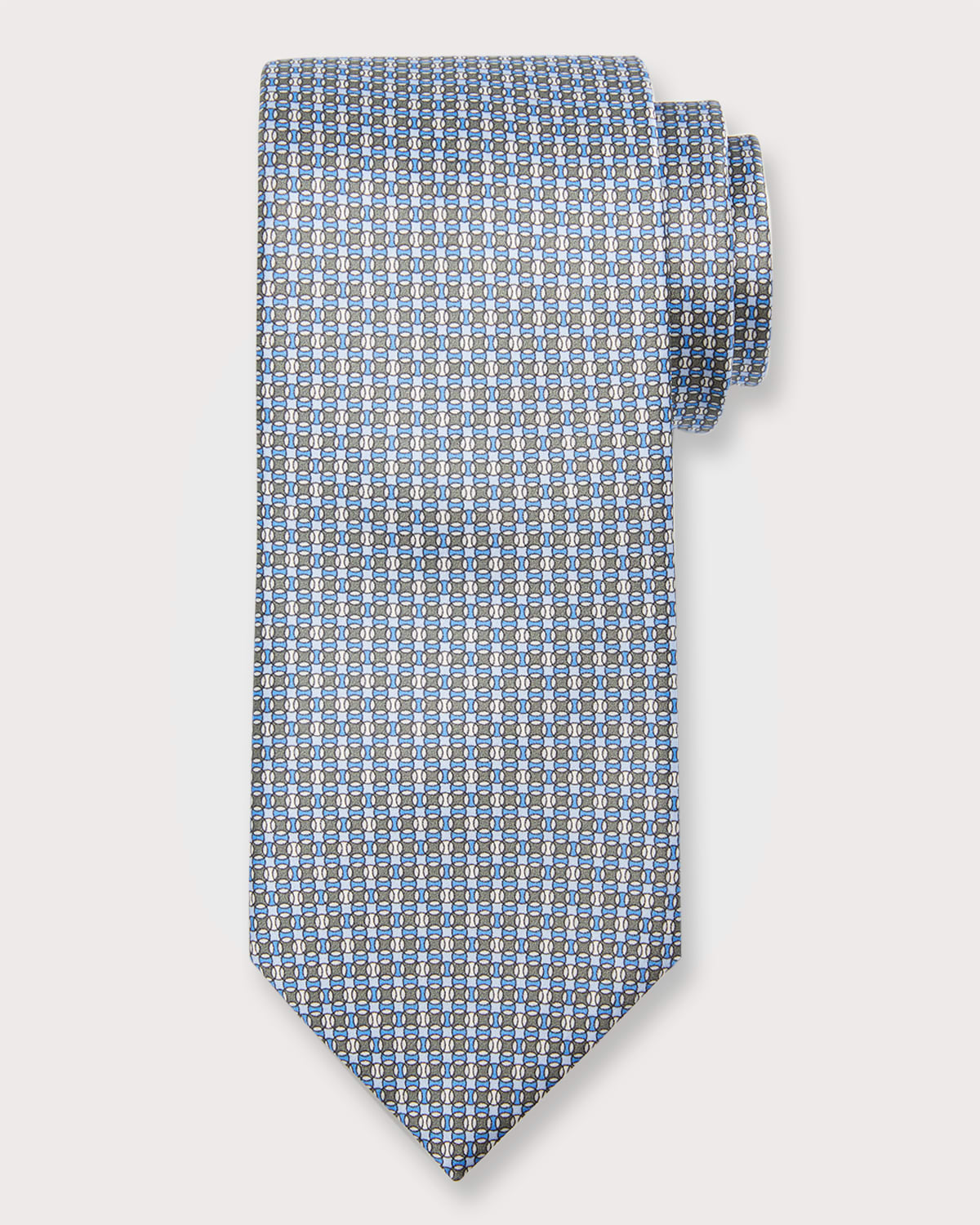 STEFANO RICCI Grey White Pink Squares Silk Satin Tie