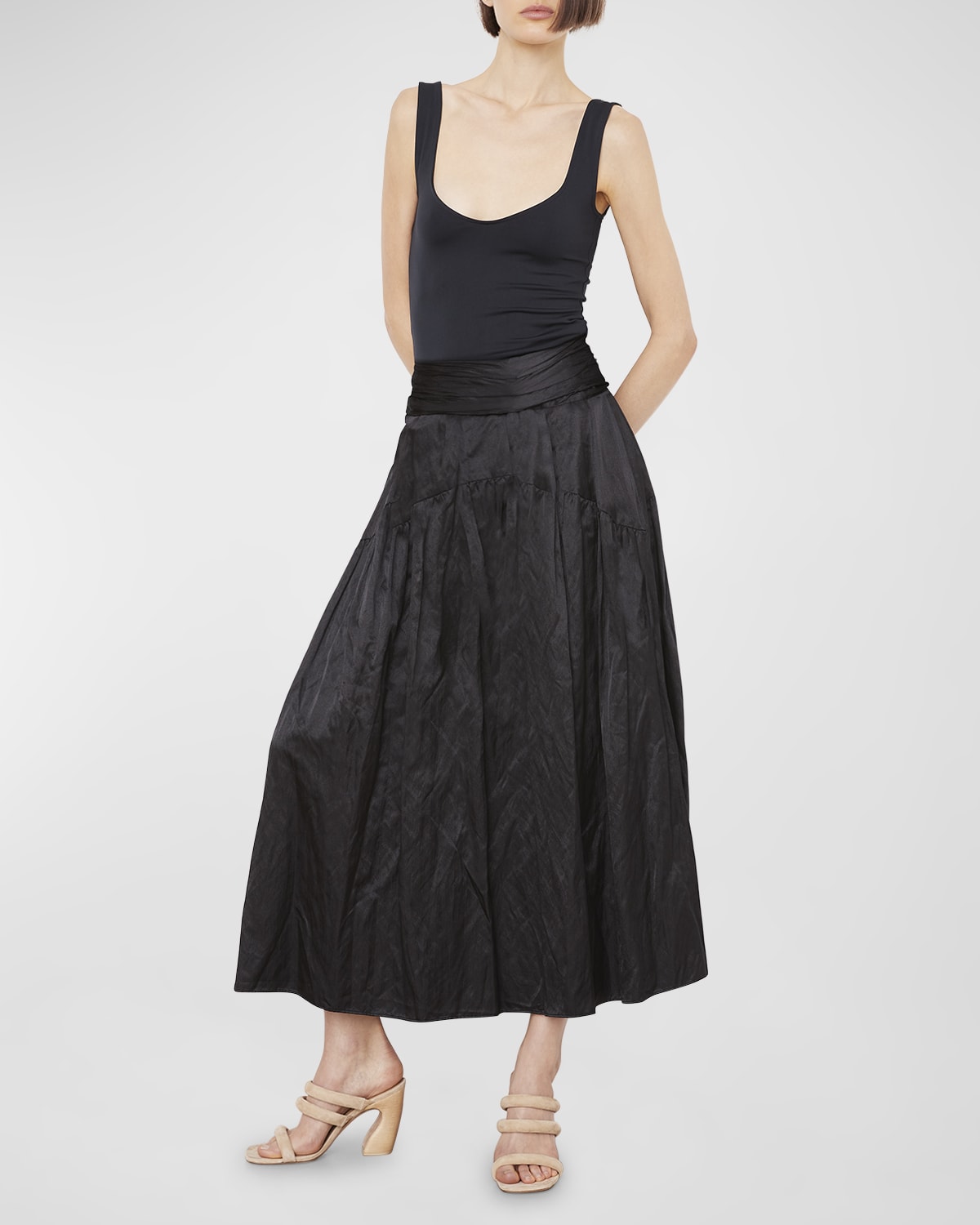 Vince Begonia Sequined Overlay Midi Skirt | Neiman Marcus
