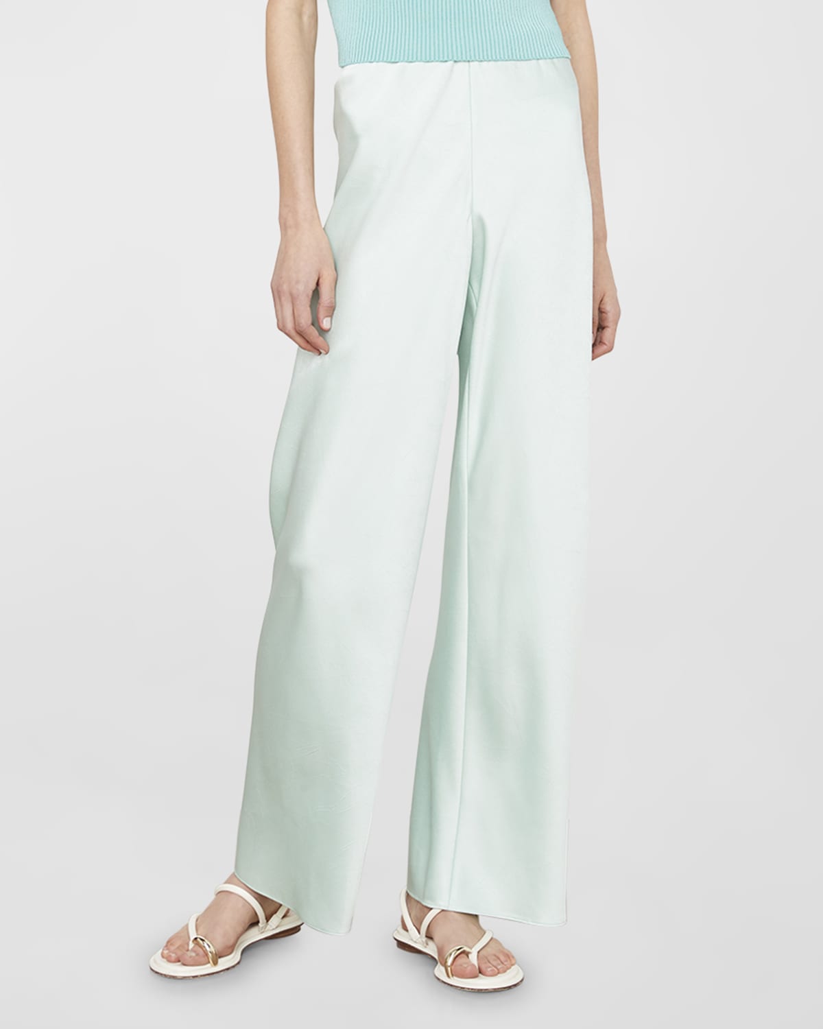 High Waist Fluid Satin Bias Pant in Rose