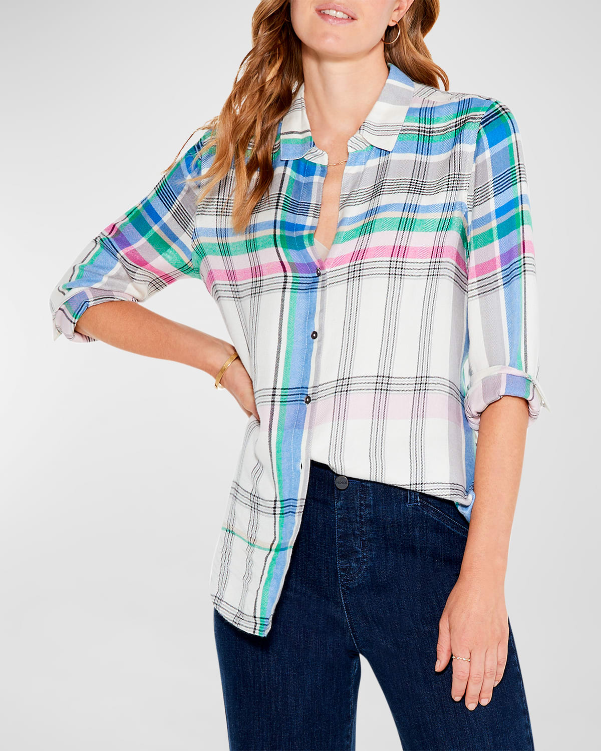 The Great Plaid Button-Down Pajama Shirt | Neiman Marcus