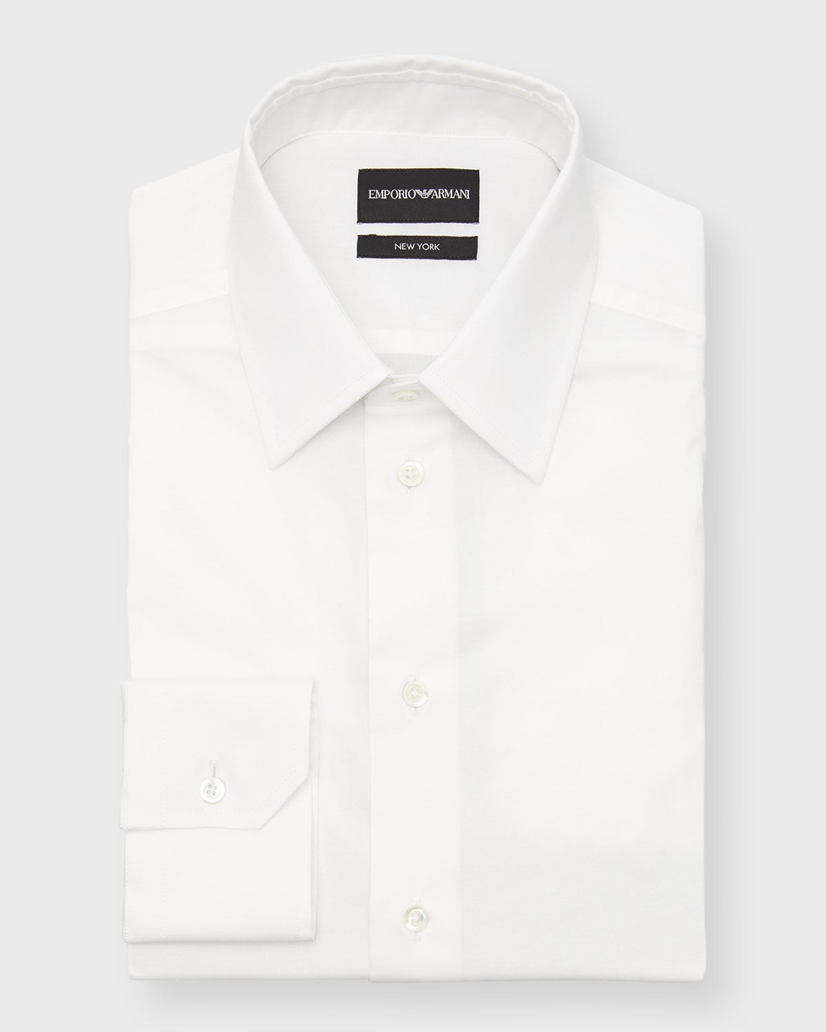 Emporio Armani Men's Point Collar Cotton Dress Shirt | Neiman Marcus