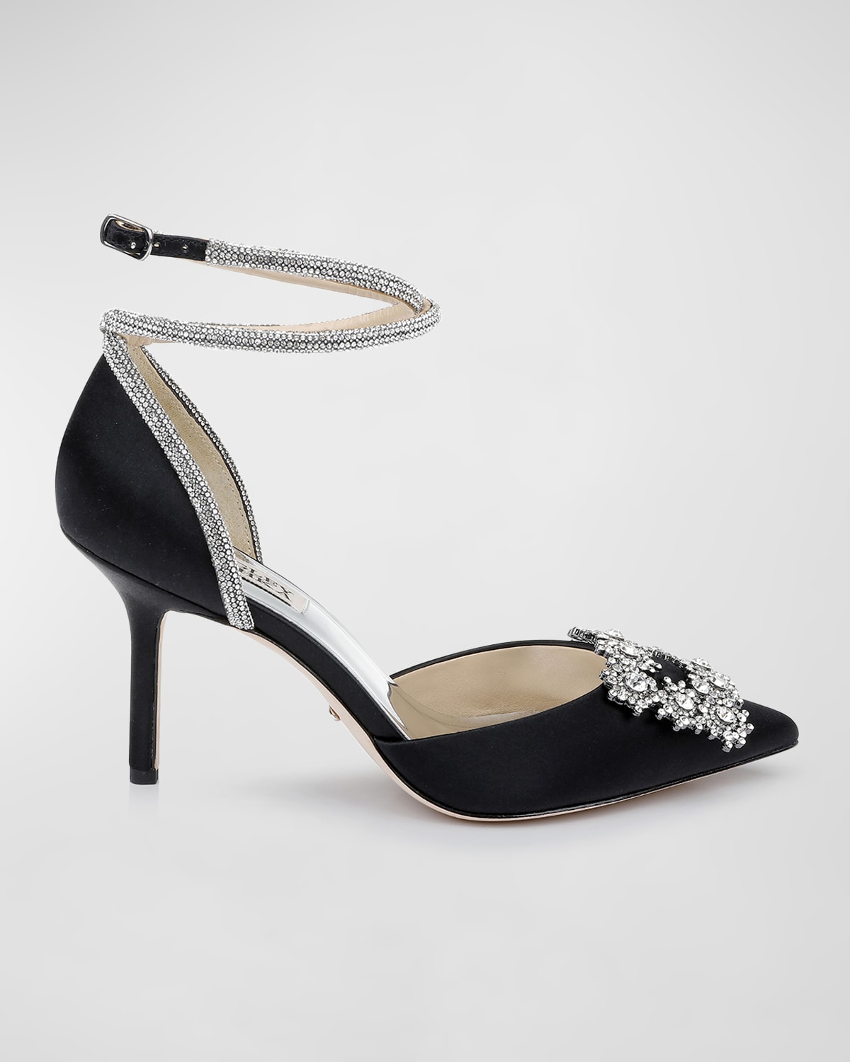 Badgley Mischka Sacred Satin Crystal-Knot Pumps | Neiman Marcus