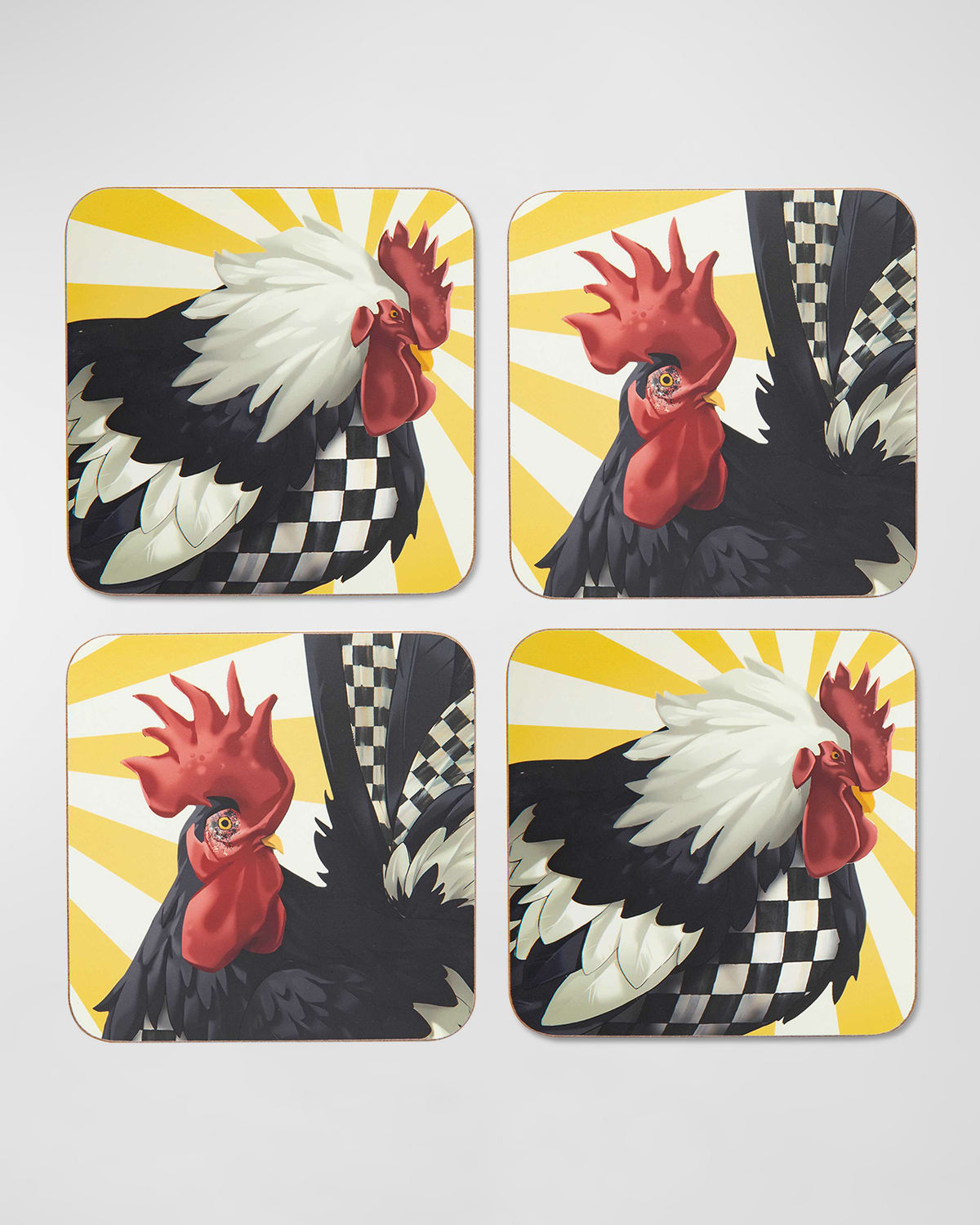 MacKenzieChilds Sunrise Rooster Cork Back Placemats, Set of 4 Neiman