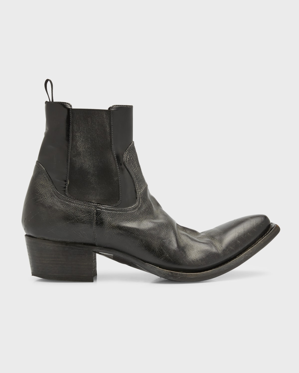 Prada Saffiano Leather Chelsea Boots, Black | Neiman Marcus