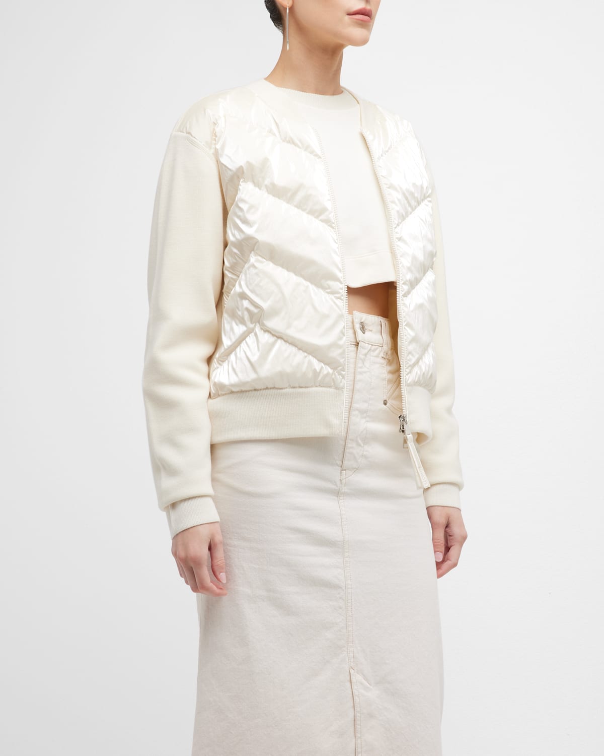 Moncler Mixed Media Cardigan | Neiman Marcus