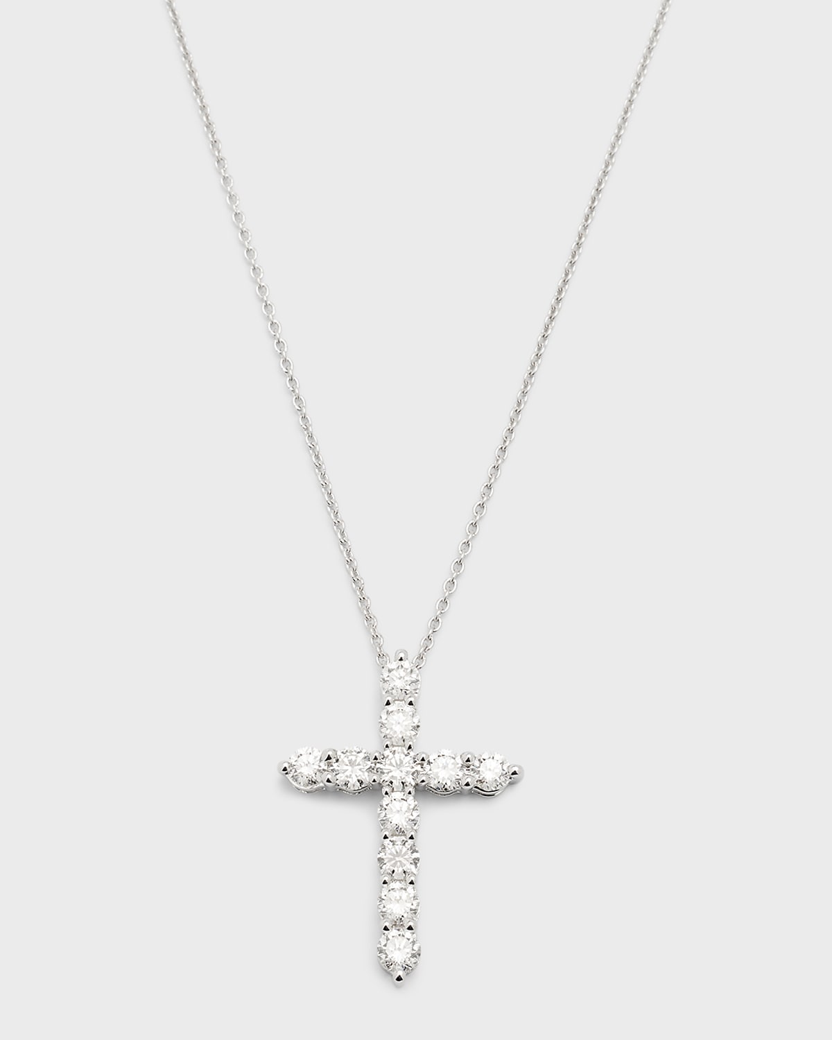 Neiman Marcus Diamonds 18K White Gold Round Diamond Line Necklace, 18