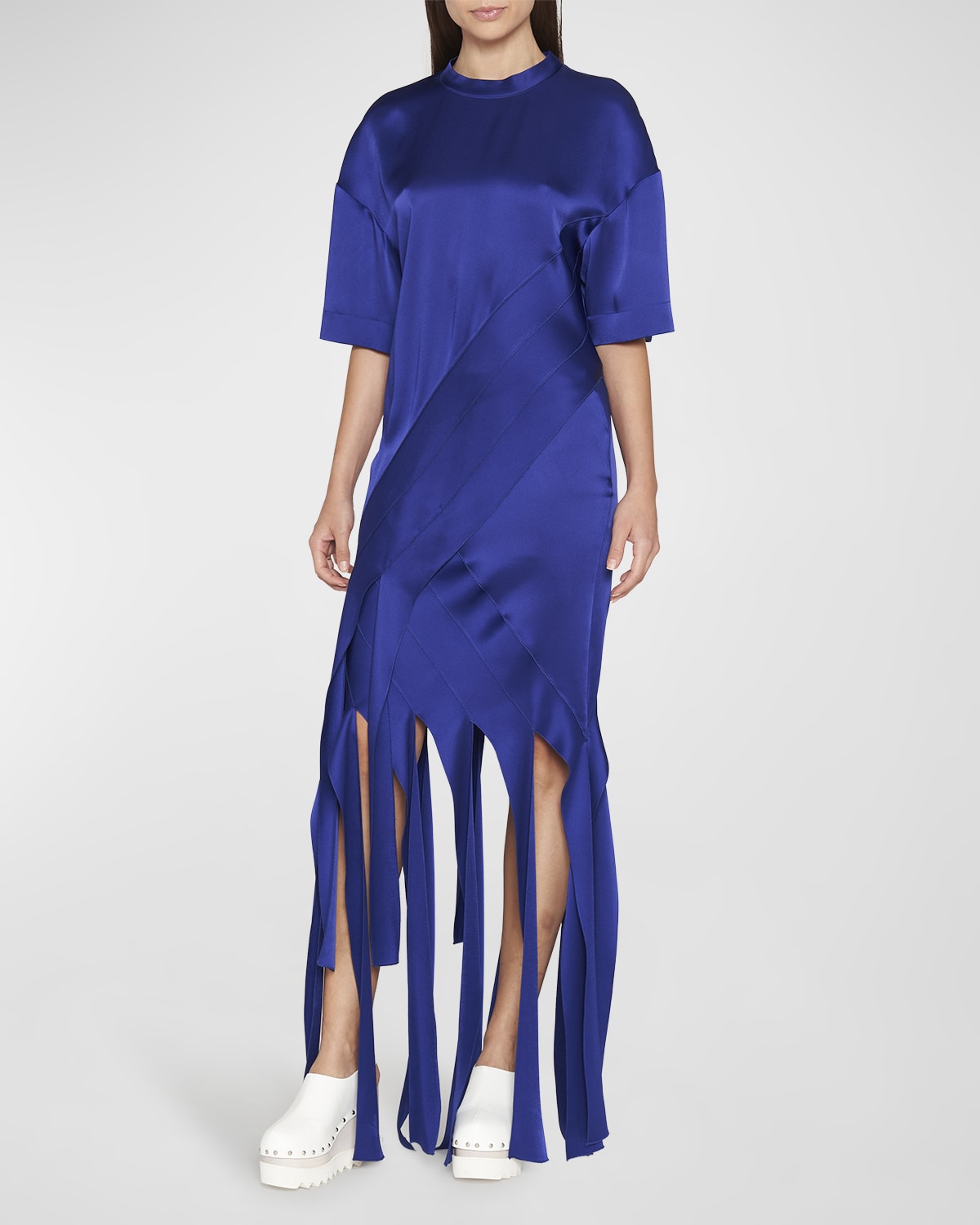 Diagonal Fringe Dress D2421 in Various Colours: Diagonal Fringe & Power Mesh, Short Fringe Dress with Long Mesh Sleeves for Salsa, Samba & Latin Dance, Evening Wear & Parties, Social Dancing, Dance Performance & DanceSport Competitions