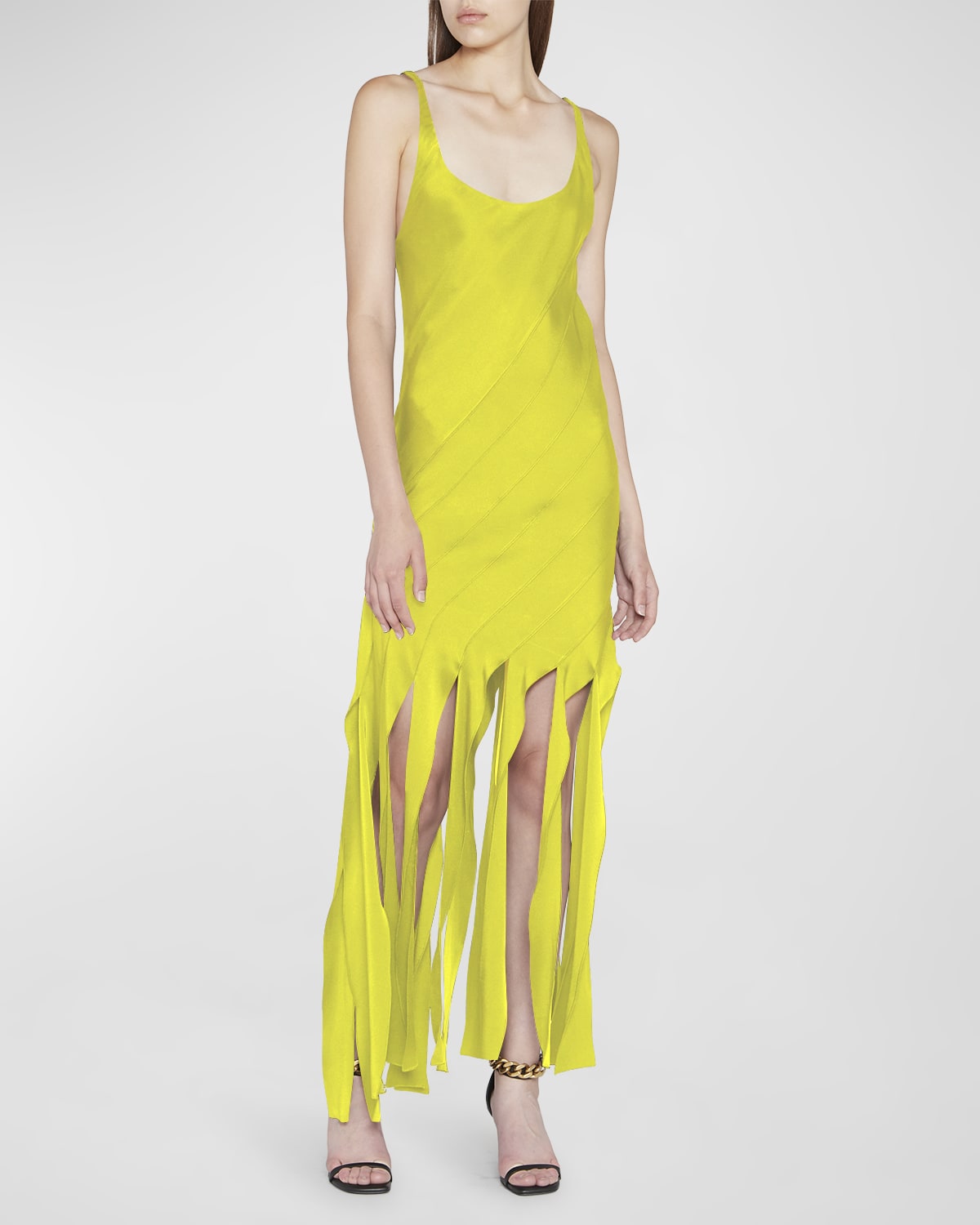 Paco Rabanne Metallic Ruched Snap Maxi Dress | Neiman Marcus