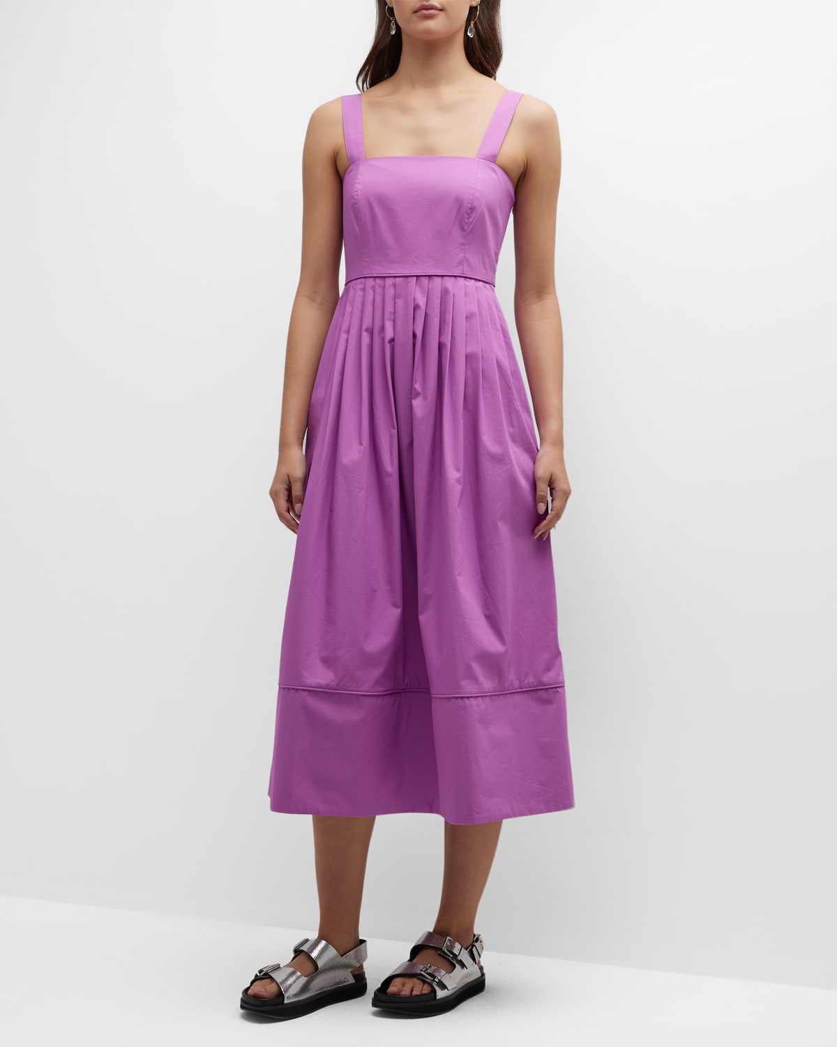 Co V-Neck Pleated Tiered Maxi Dress | Neiman Marcus