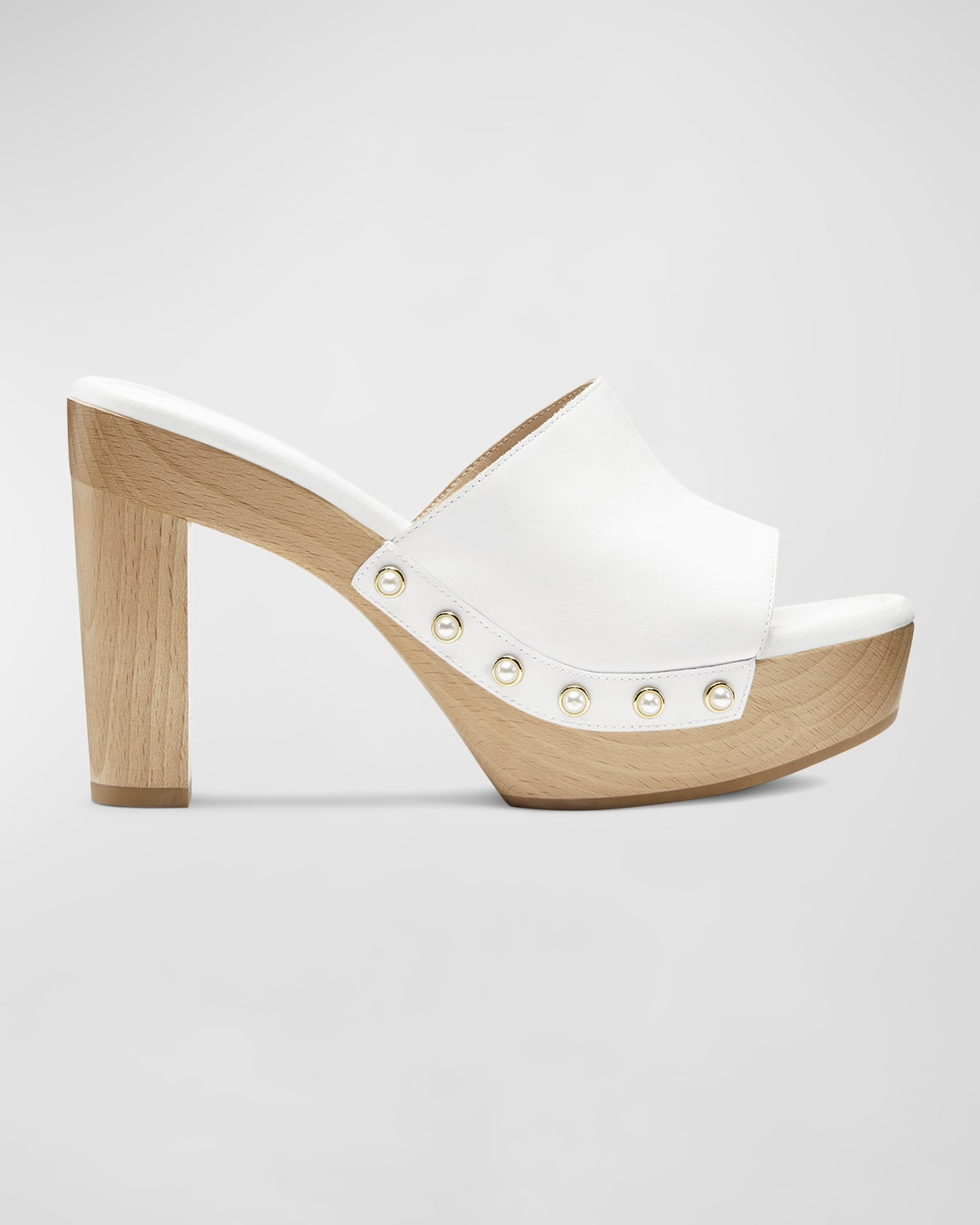 Stuart Weitzman Cayman Pearly Stud Mule Sandals | Neiman Marcus