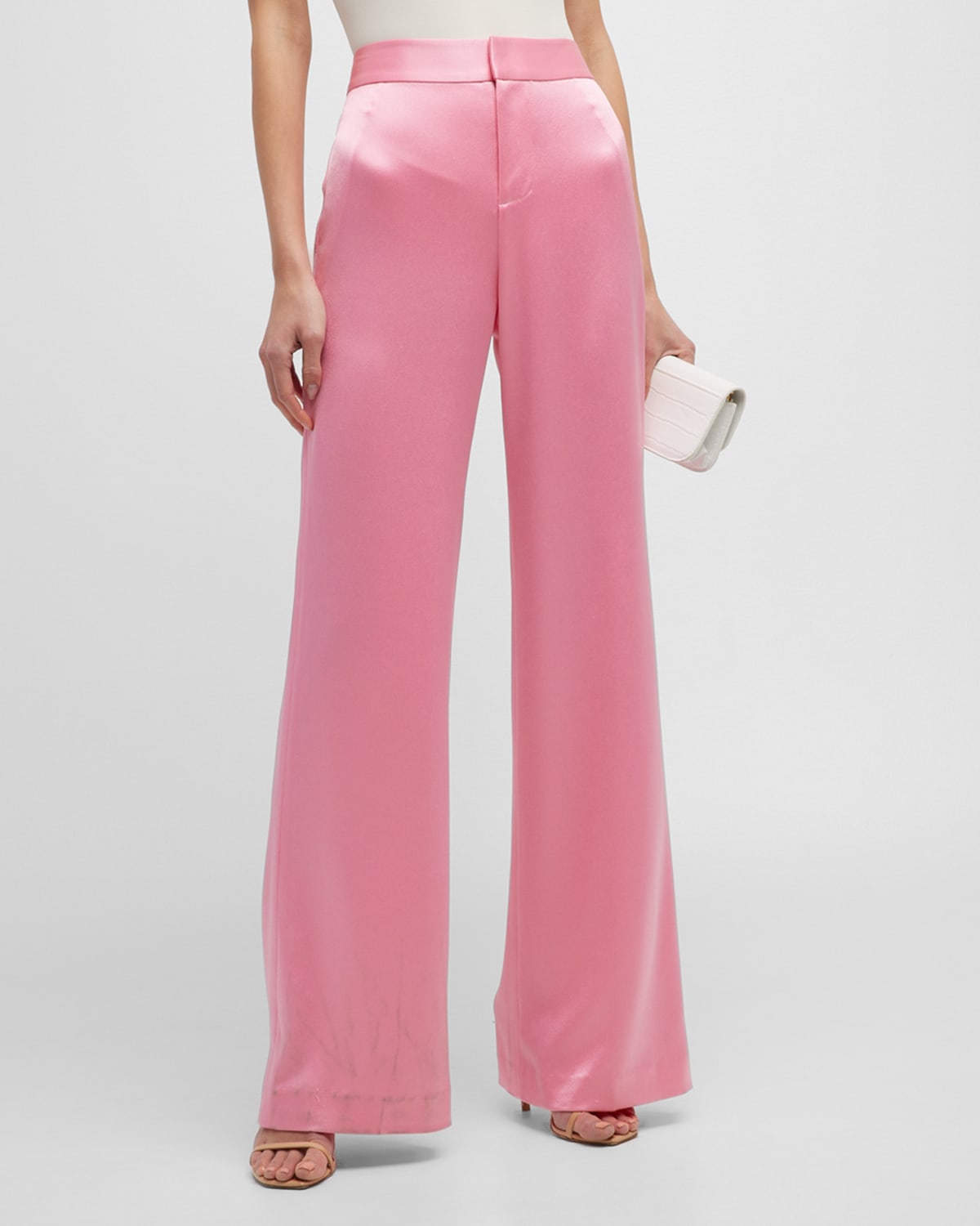 Alice + Olivia Teeny Satin FitandFlare Bootcut Pants Neiman Marcus