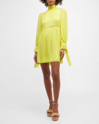 ALICE & OLIVIA LAVINIA BLOUSON SLEEVE MINI DRESS