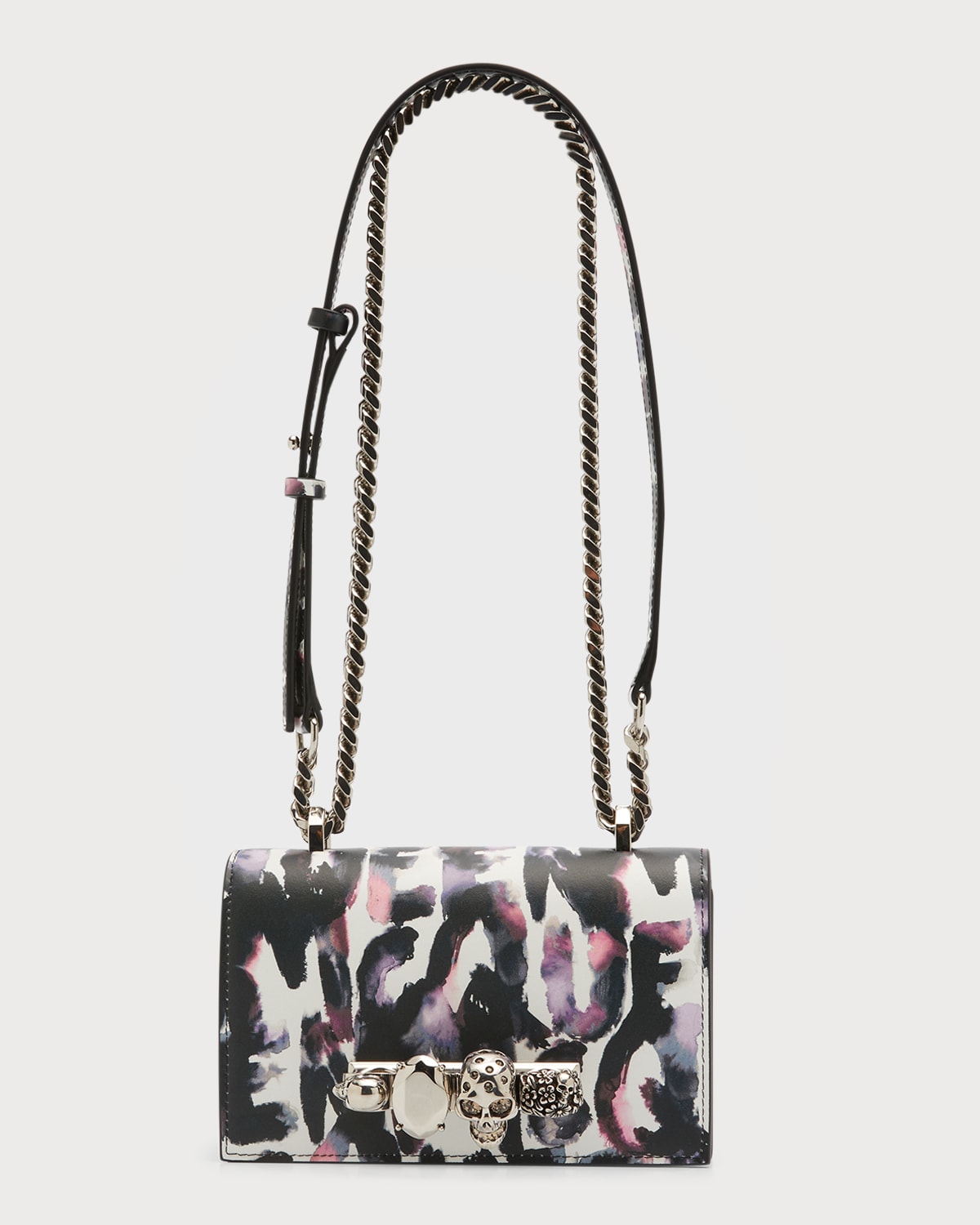 Alexander McQueen Small Skull Graffiti Chain Shoulder Bag | Neiman Marcus