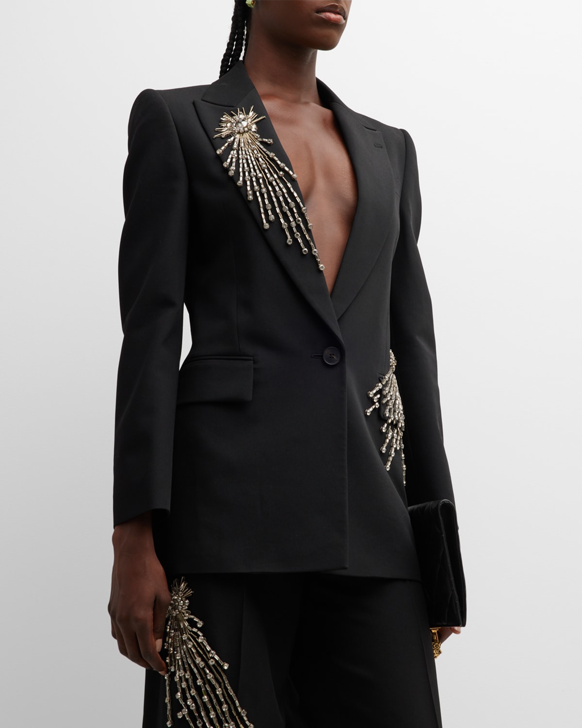 Alexander McQueen Cropped Wrap Blazer Jacket | Neiman Marcus