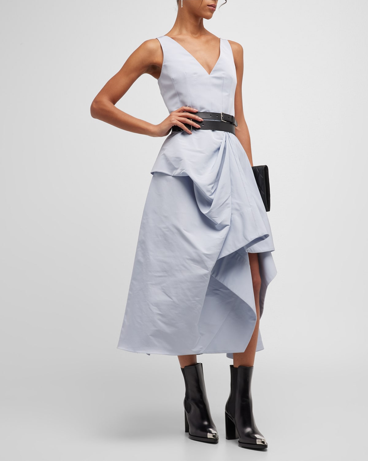 Alexander McQueen Eye Print Draped Illusion Midi Day Dress Neiman Marcus