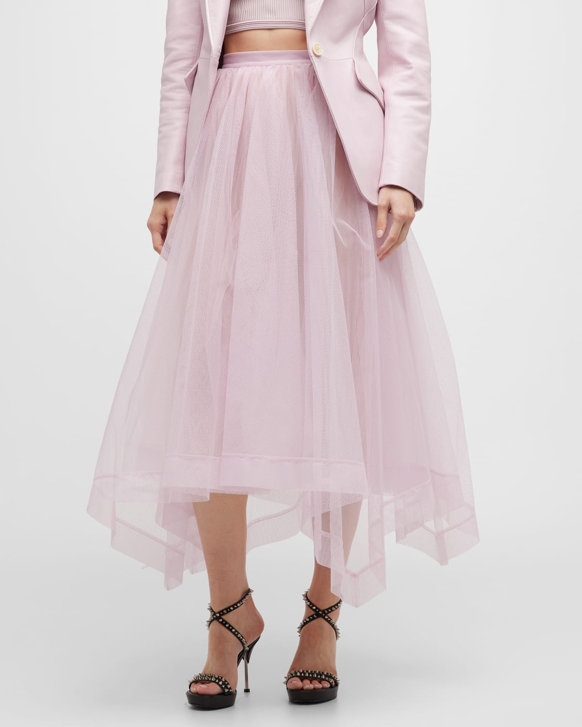 Alexander McQueen Asymmetric Volume Dress with Organza Skirt | Neiman ...