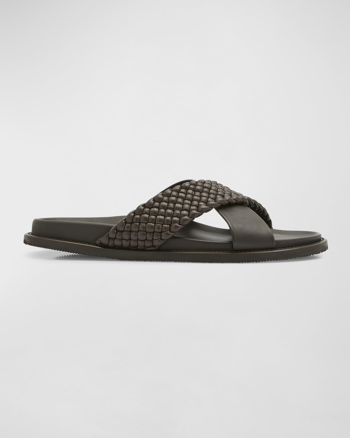 Fendi Men's O'Lock Vitel Leather Slide Sandals | Neiman Marcus