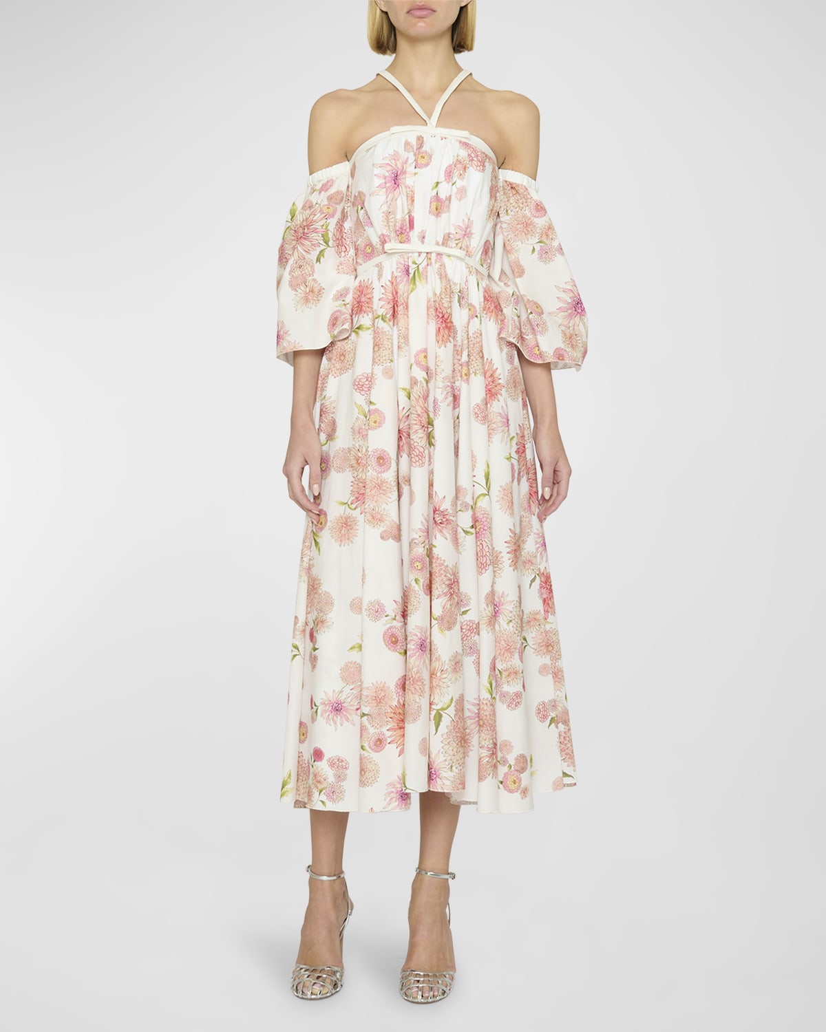 Floral Shoulder Midi Dress