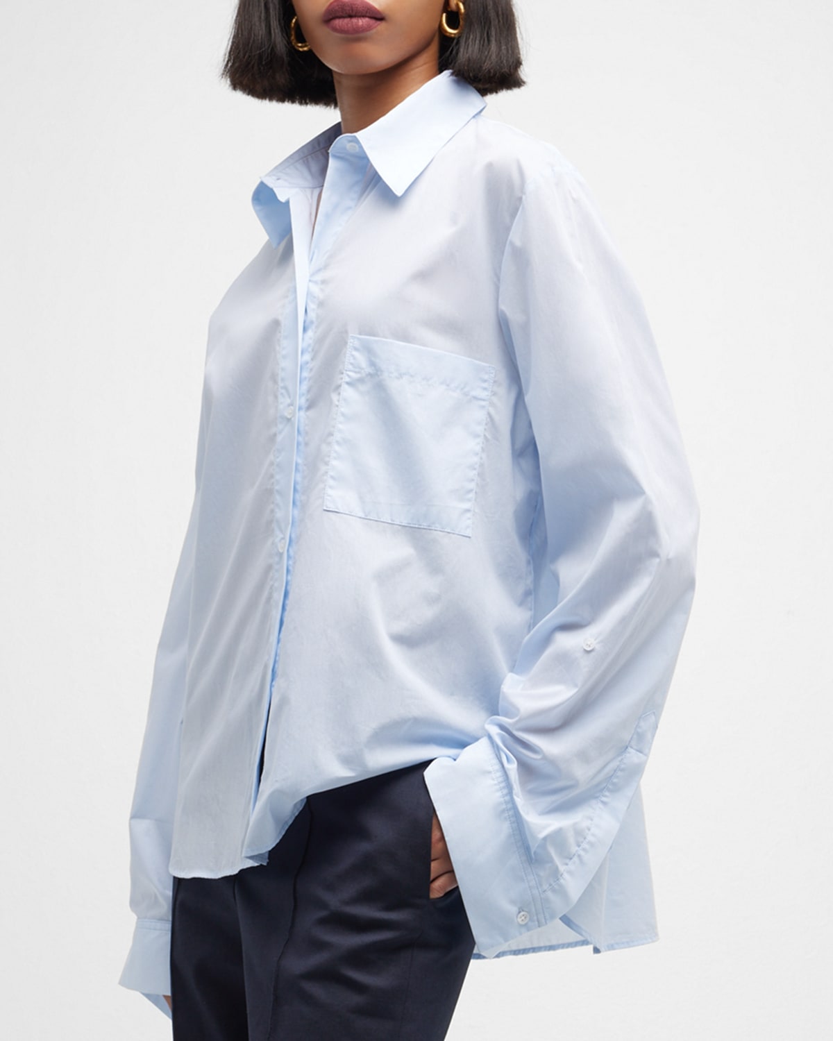 TWP The Morning After Tabbed-Sleeve Button-Front Shirt | Neiman Marcus