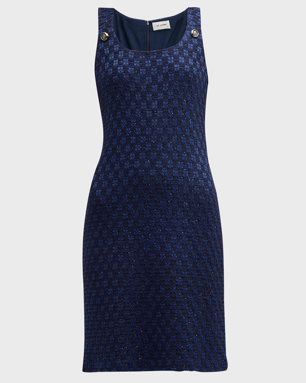 St. John DoubleStrap Metallic Jersey Knit Dress Neiman Marcus