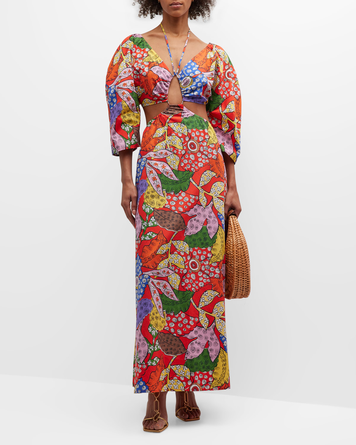 Sabina Musayev Pixie Cutout-Waist Sequin Maxi Dress | Neiman Marcus