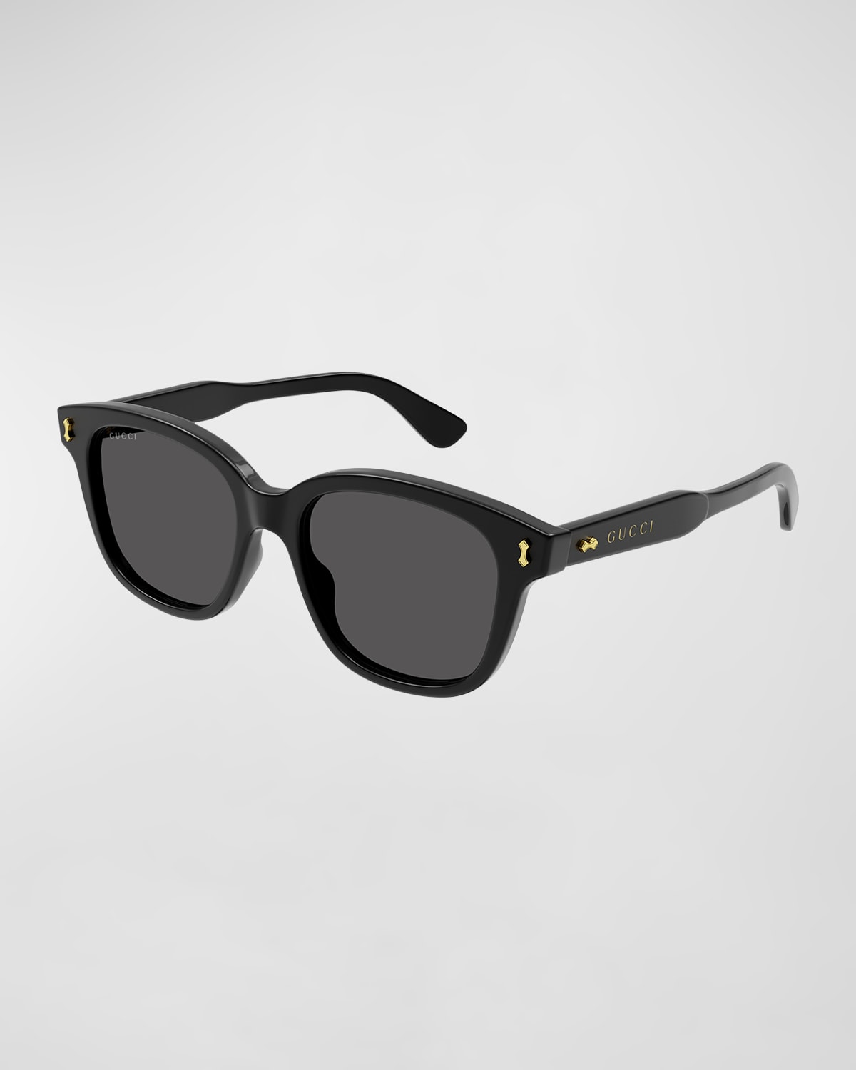 Gucci Men's Temple-Logo Rectangle Sunglasses Shiny Black