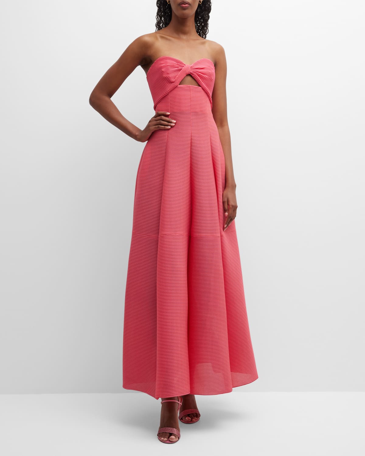 Emporio Armani Pleated Strapless Cutout Maxi Dress | Neiman Marcus