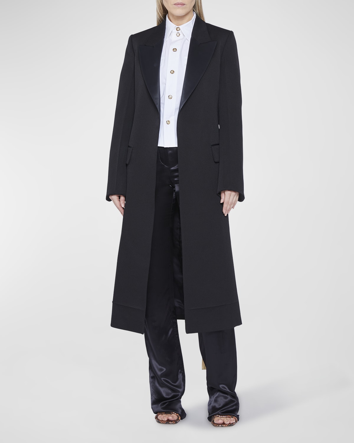 Toteme Single-Breasted Boucle Wool Long Coat | Neiman Marcus