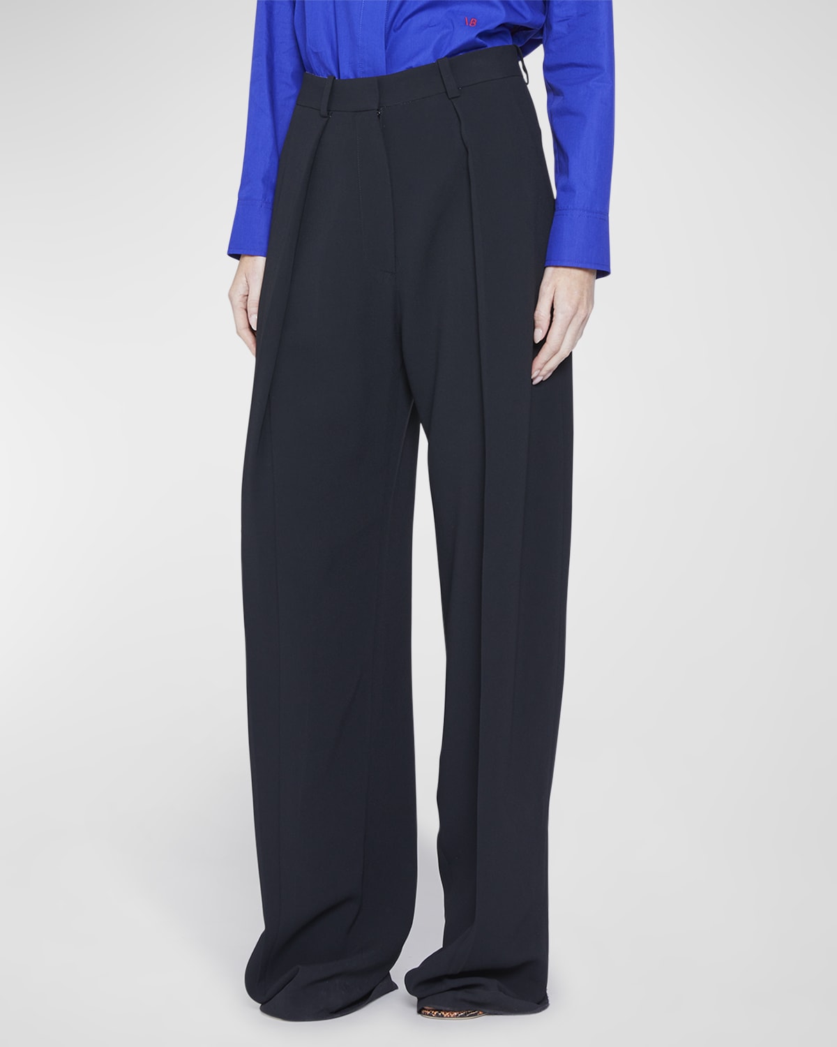 Victoria Beckham Ombre Wide-Leg Trousers w/ Floral Detail | Neiman Marcus