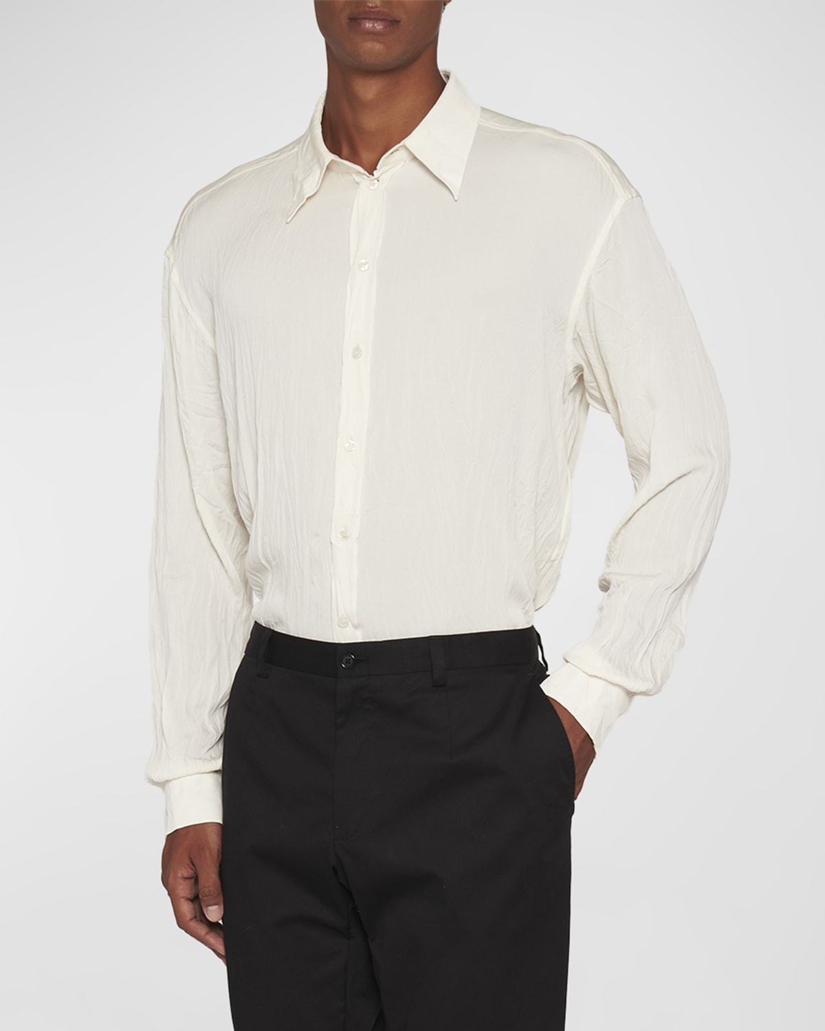 Dolce & Gabbana Gray Dotted Semi Fitted GOLD Men Formal Shirt main image 1