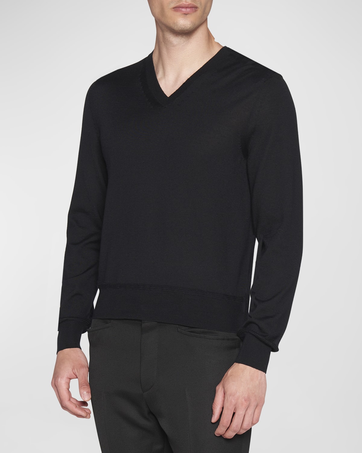 TOM FORD Men's Double-Face Silk V-Neck Sweater | Neiman Marcus