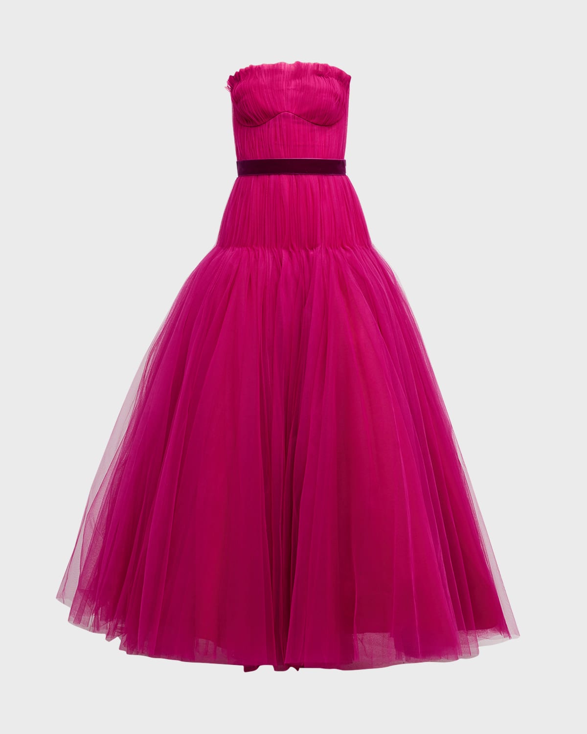 Sparkly Strapless Pleated Tulle Evening Dress Orange Slit Prom Dress Y7651