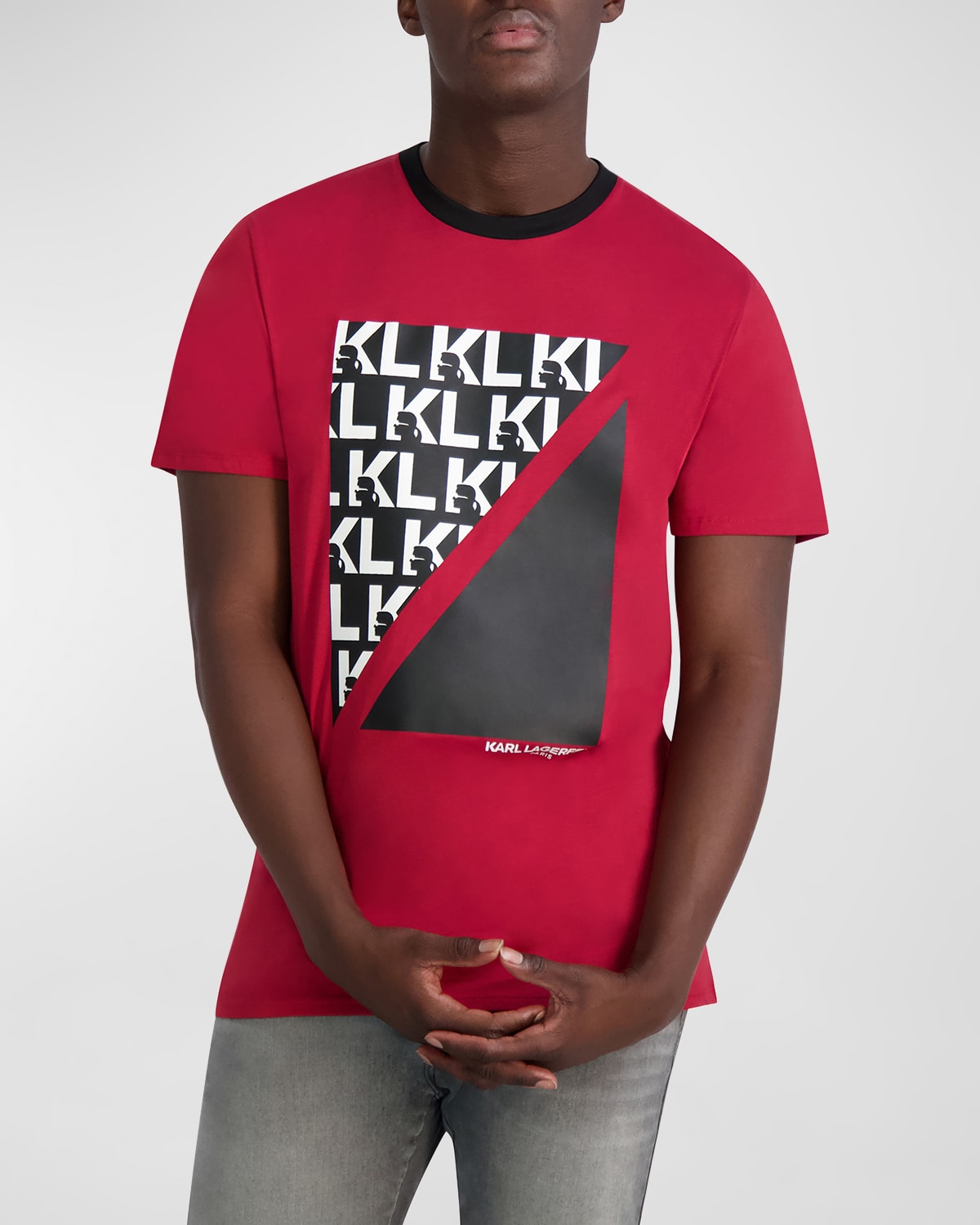 Karl Lagerfeld Paris Men's Shiny KL Logo T-Shirt | Neiman Marcus