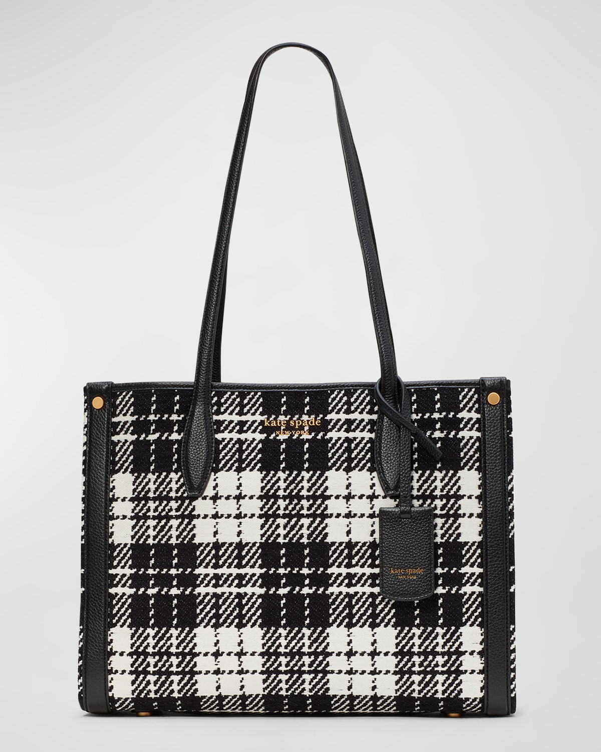 kate spade new york hudson medium plaid jacquard convertible shoulder bag Neiman Marcus