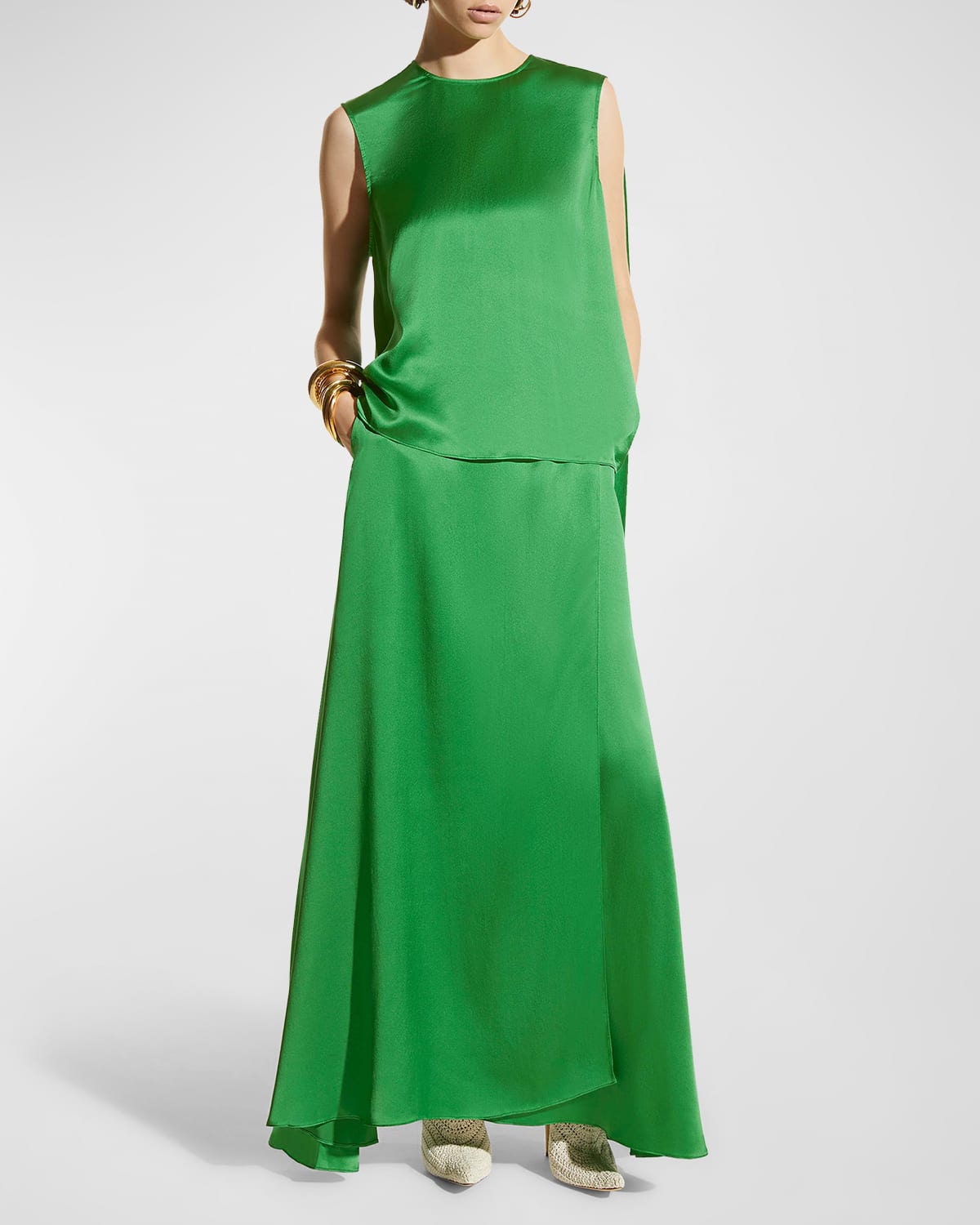 CARESTE Carli Shirred Sleeveless Peplum Top Neiman Marcus