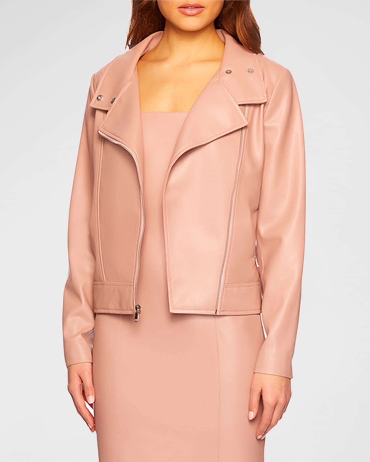 Vince ZipFront Leather Moto Jacket Neiman Marcus