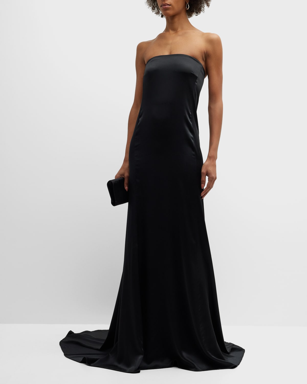 19183 Strapless Lace Chiffon A Line Long Gown