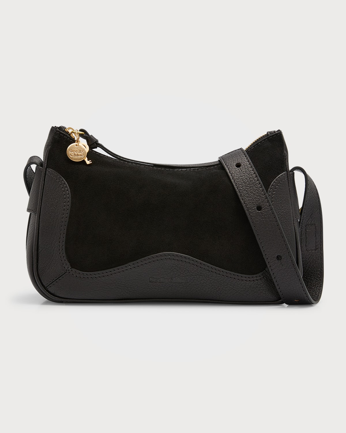 See by Chloe Hana Half-Moon Suede & Leather Shoulder Bag | Neiman Marcus