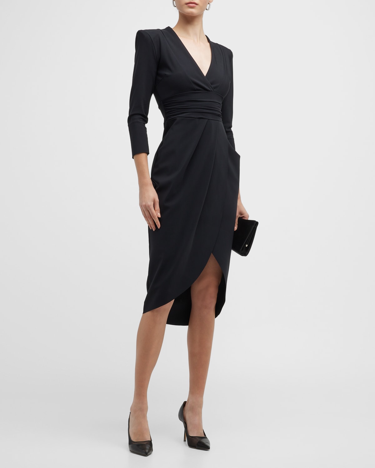 Chiara Boni La Petite Robe Elvia Pleated High-Low Midi Dress | Neiman ...