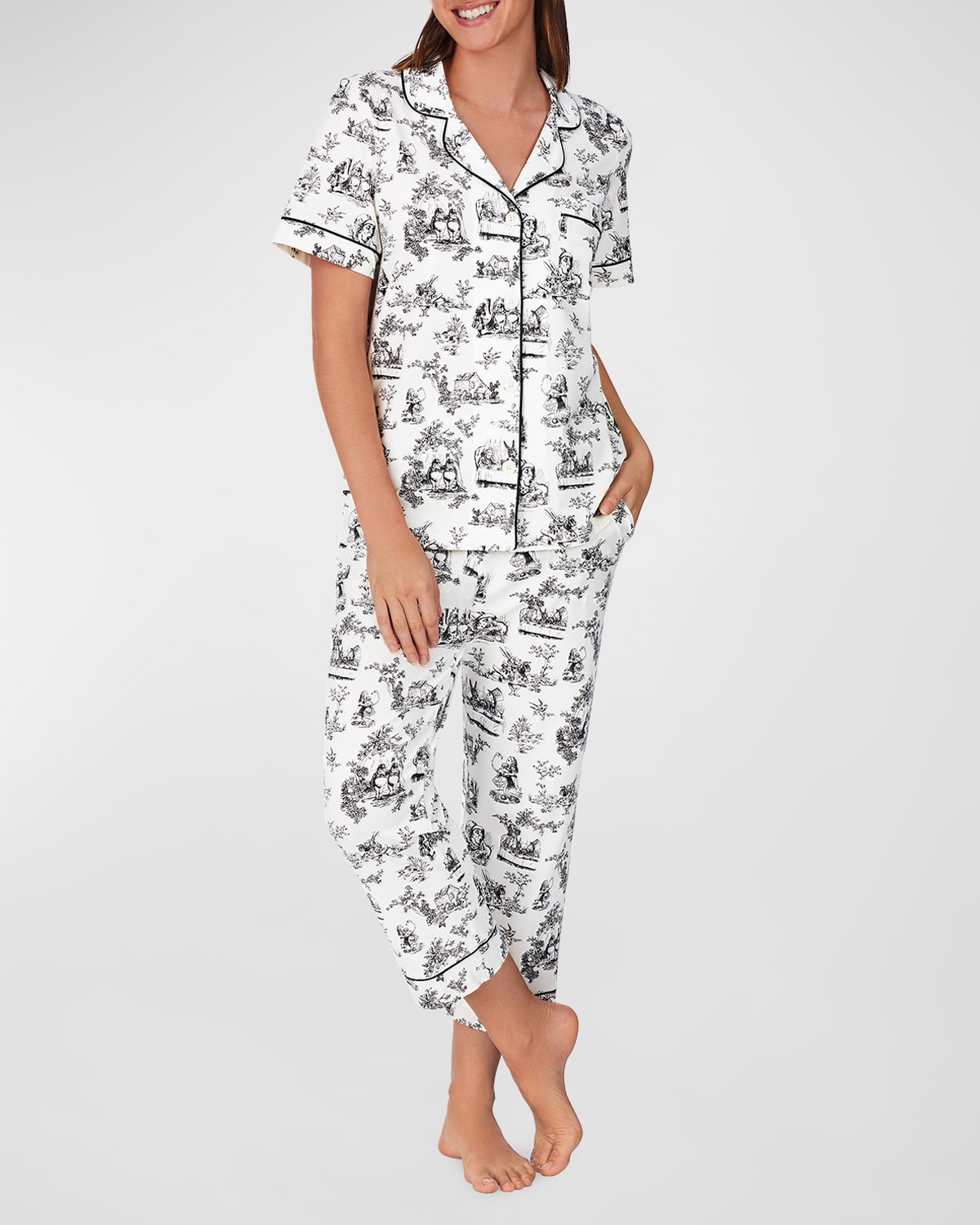 Trina Turk X Bedhead Pajamas Cropped Floral Print Pajama Set Neiman Marcus