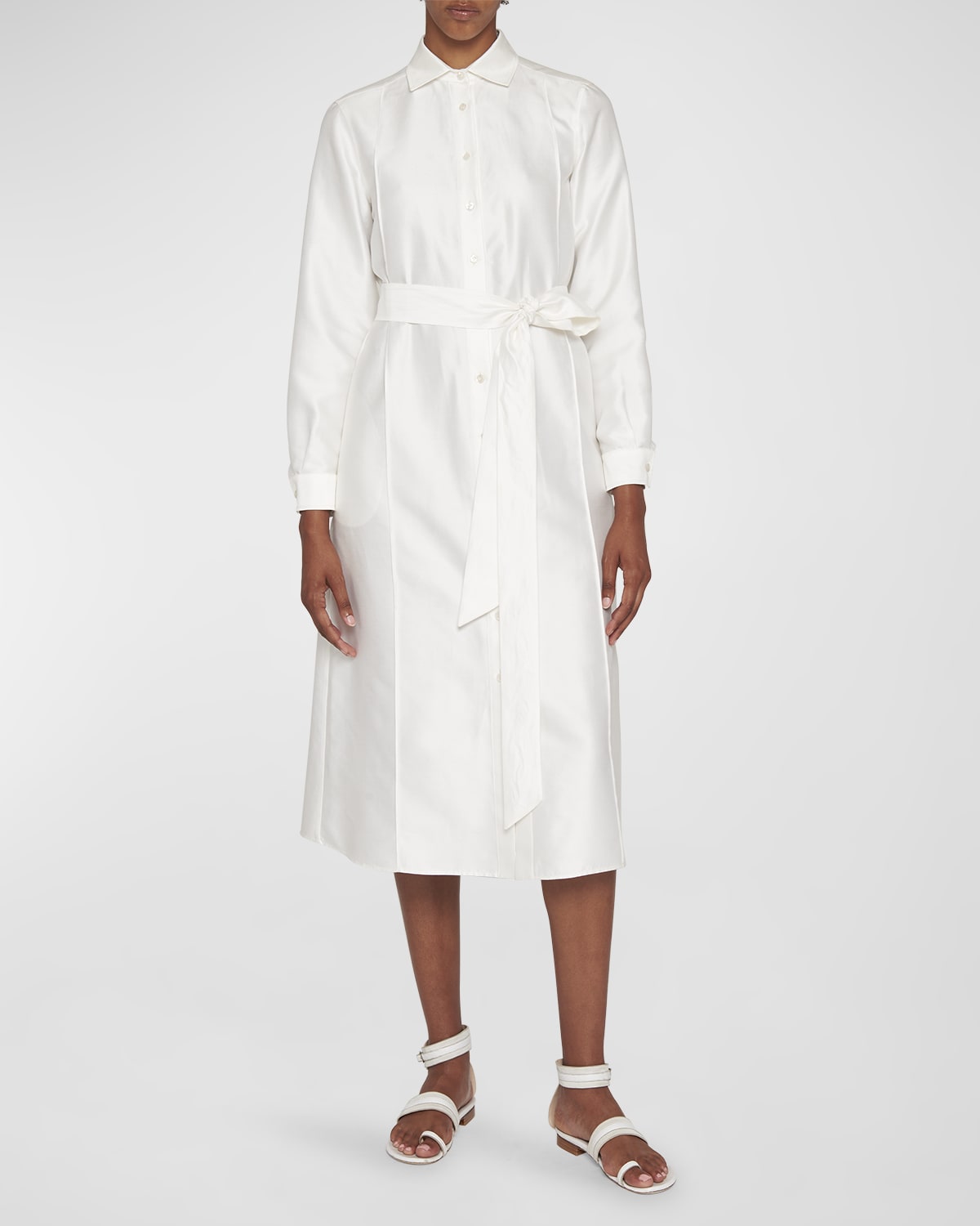Dolce&Gabbana Floral-Print Belted Midi Shirtdress | Neiman Marcus